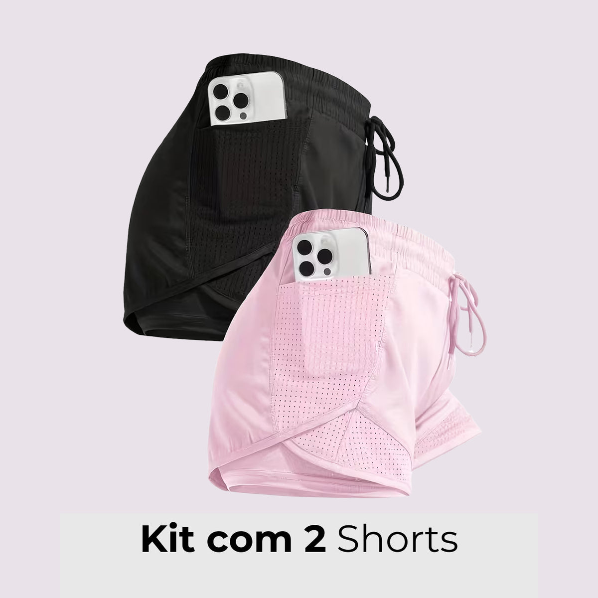 Short Esportivo Performance UltraFit - Dupla face, Leve, Respirável e com Bolsos | Compre 1 LEVE 2